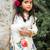 White floral printed chanderi kurta set
