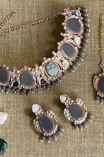 Grey designer function wear ad necklace set