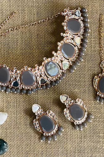 Grey designer function wear ad necklace set