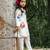 White floral printed chanderi kurta set