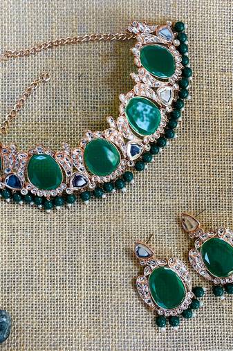 Green designer function wear ad necklace set
