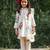 White floral printed chanderi kurta set