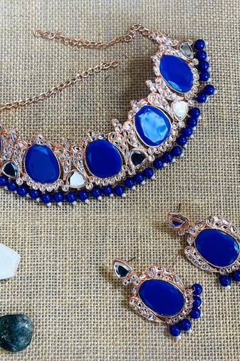 Blue designer function wear ad necklace set