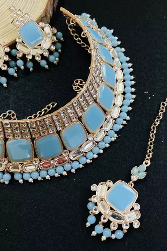 Turquoise designer function wear ad necklace set