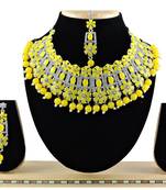 Yellow designer function wear ad necklace set