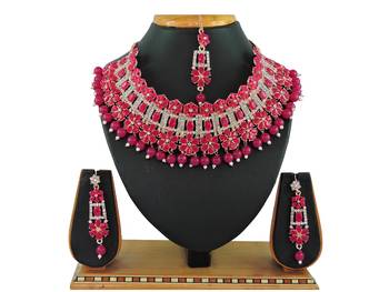 Red designer function wear ad necklace set 1