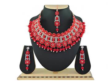 Red designer function wear ad necklace set 1