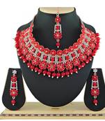 Red designer function wear ad necklace set