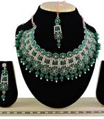 Green designer function wear ad necklace set
