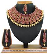 Pink designer function wear ad necklace set