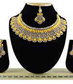 Yellow designer function wear ad necklace set