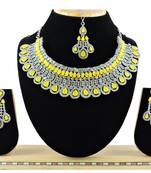 Yellow designer function wear ad necklace set