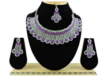 Purple designer function wear ad necklace set 1