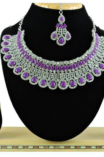 Purple designer function wear ad necklace set