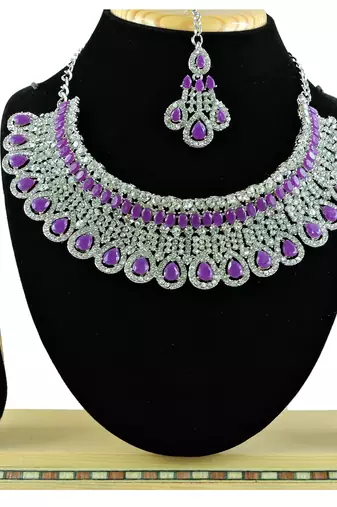 Purple designer function wear ad necklace set