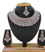 Pink designer function wear ad necklace set