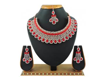 Red designer function wear ad necklace set 1
