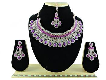 Purple designer function wear ad necklace set 1
