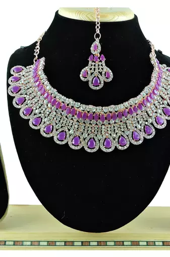 Purple designer function wear ad necklace set