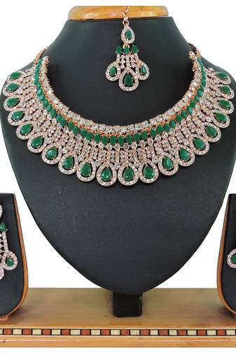Green designer function wear ad necklace set