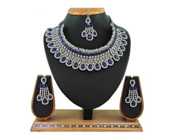 Blue designer function wear ad necklace set 1