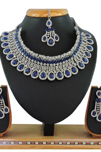 Blue designer function wear ad necklace set