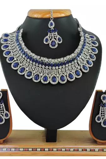 Blue designer function wear ad necklace set