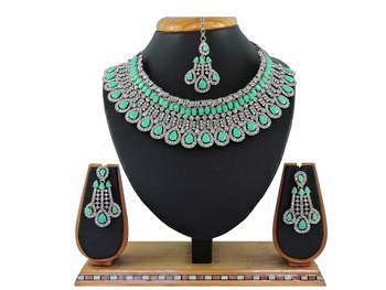 Green designer function wear ad necklace set 1