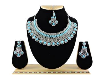 Turquoise designer function wear ad necklace set 1