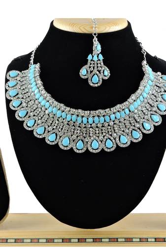 Turquoise designer function wear ad necklace set