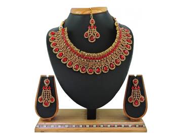 Red designer function wear ad necklace set 1