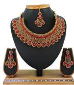 Red designer function wear ad necklace set