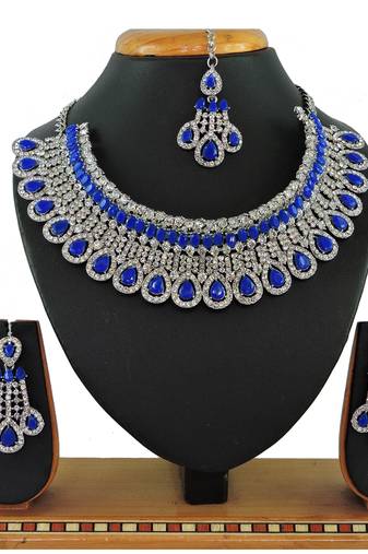 Blue designer function wear ad necklace set