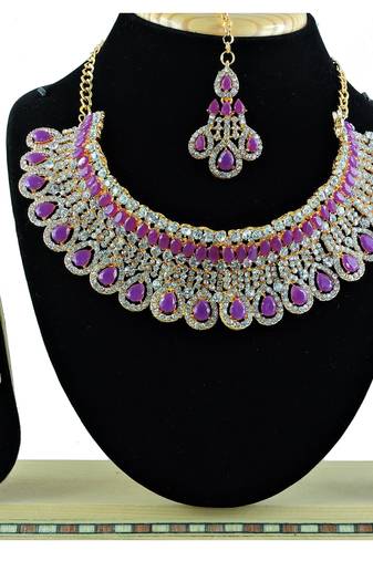 Purple designer function wear ad necklace set
