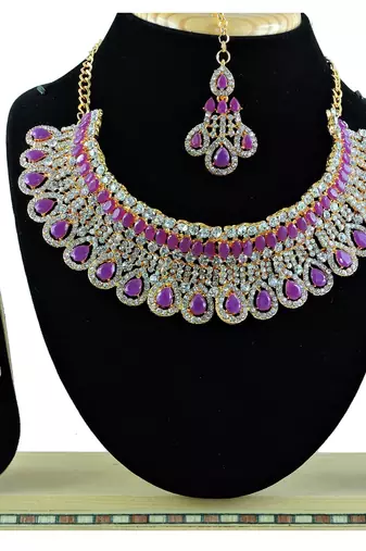 Purple designer function wear ad necklace set