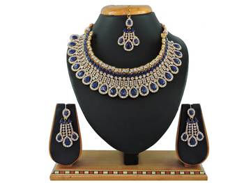 Blue designer function wear ad necklace set 1