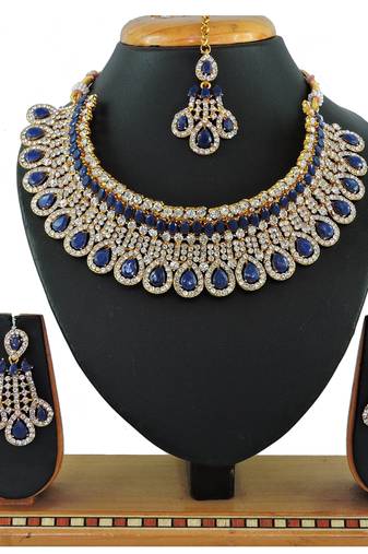 Blue designer function wear ad necklace set