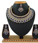 Blue designer function wear ad necklace set