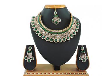 Green designer function wear ad necklace set 1