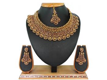 Gold designer function wear ad necklace set 1