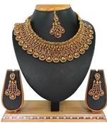 Gold designer function wear ad necklace set