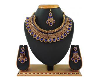 Blue designer function wear ad necklace set 1