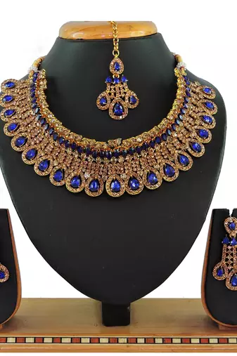 Blue designer function wear ad necklace set