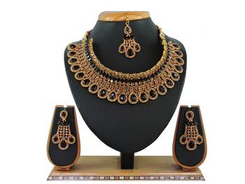 Black designer function wear ad necklace set 1