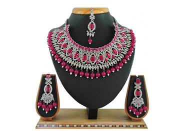 Red designer function wear ad necklace set 1