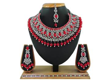Red designer function wear ad necklace set 1