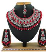 Red designer function wear ad necklace set