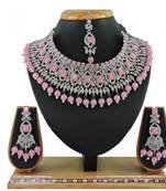 Pink designer function wear ad necklace set