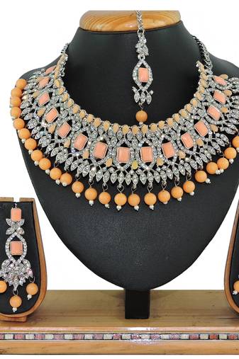 Orange designer function wear ad necklace set