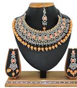 Orange designer function wear ad necklace set